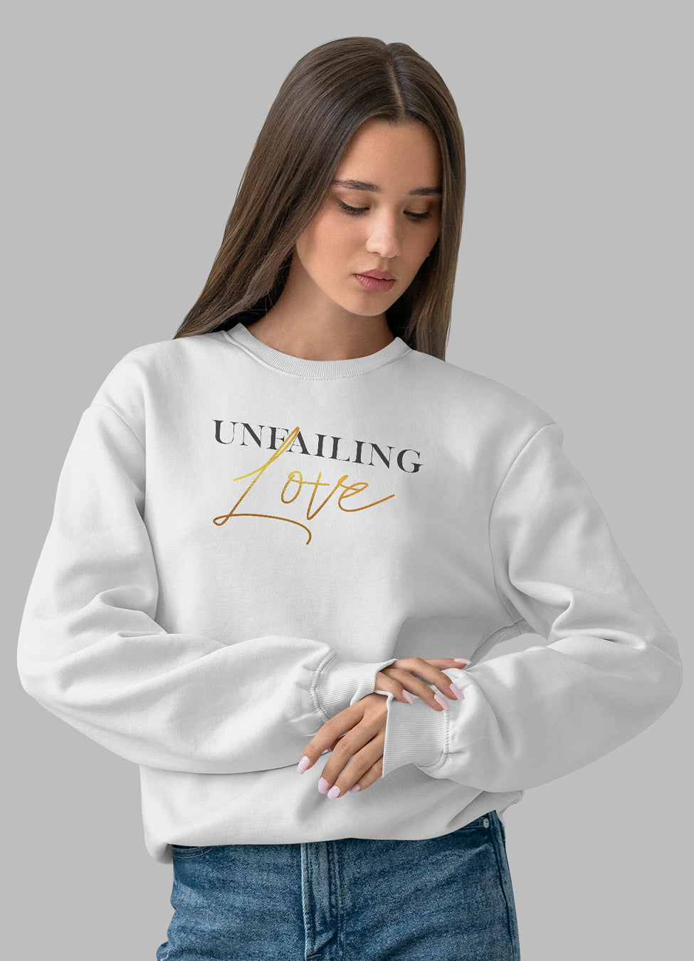 Unfailing Love Long Sleeve Sweatshirt | White | Male & Female